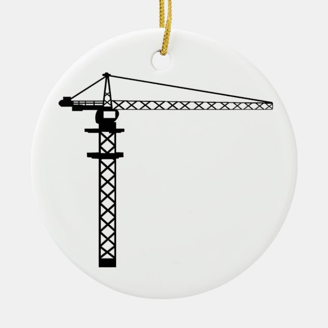 Ornement Rond En Céramique Grue de construction (Devant)