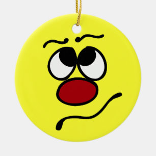 Ornement Rond En Céramique Grumpey faciale confuse
