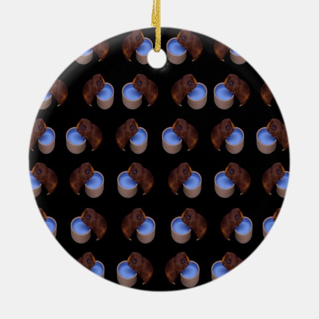 Ornement Rond En Céramique Guinée Pig Standing Drinking Pattern (Dos)