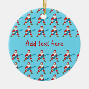 Ornement Rond En Céramique Guitare jouant le père noël