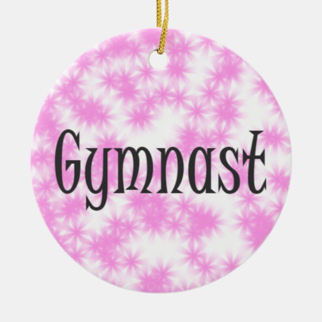 Ornement Rond En Céramique Gymnaste rose et blanc (Devant)