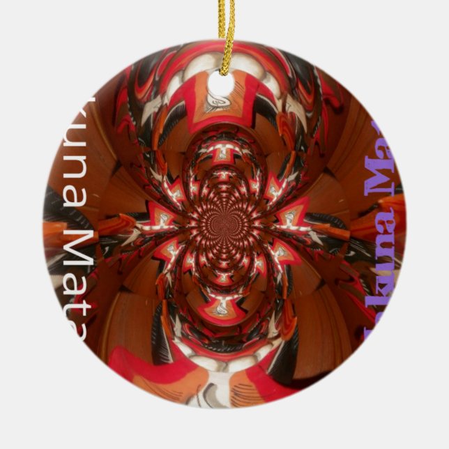 Ornement Rond En Céramique Hakuna Matata Halloween Masque Kaleidoscope Abstra (Devant)
