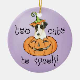 Ornement Rond En Céramique Halloween Smooth Fox Terrier