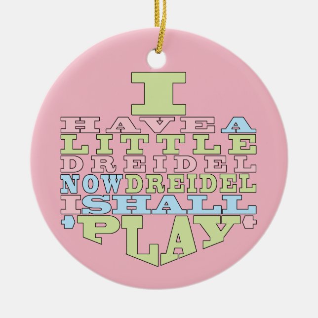 Ornement Rond En Céramique Hanoukka "Dreidel Play"/Ornement du cercle (Devant)