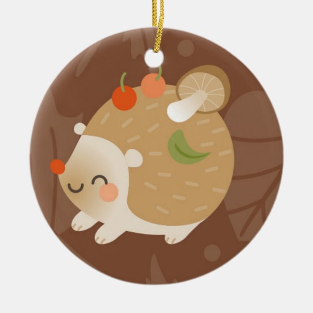 Ornement Rond En Céramique Hérissons (Devant)