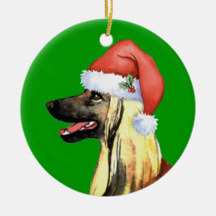 Ornement Rond En Céramique Heureux Howliday Afghan Hound