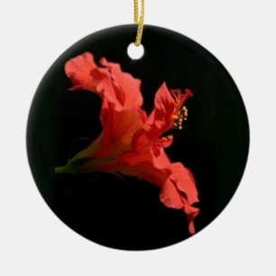 Ornement Rond En Céramique Hibiscus