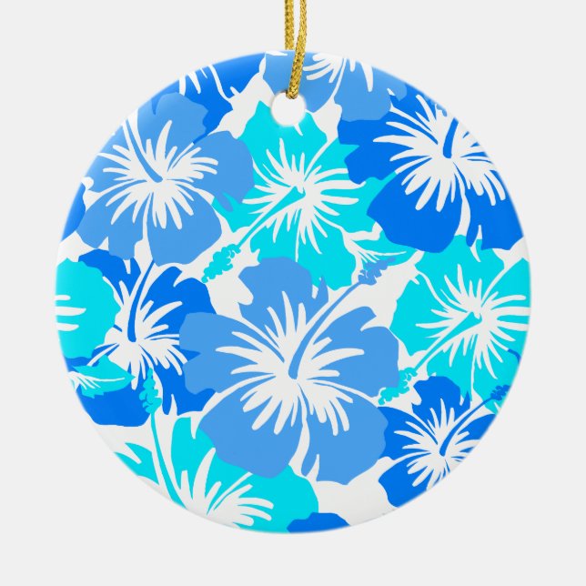 Ornement Rond En Céramique Hibiscus Hawaiian Floral Aloha Chemise Imprimer (Devant)