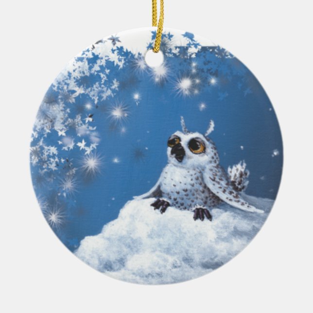 Ornement Rond En Céramique hibou (Devant)