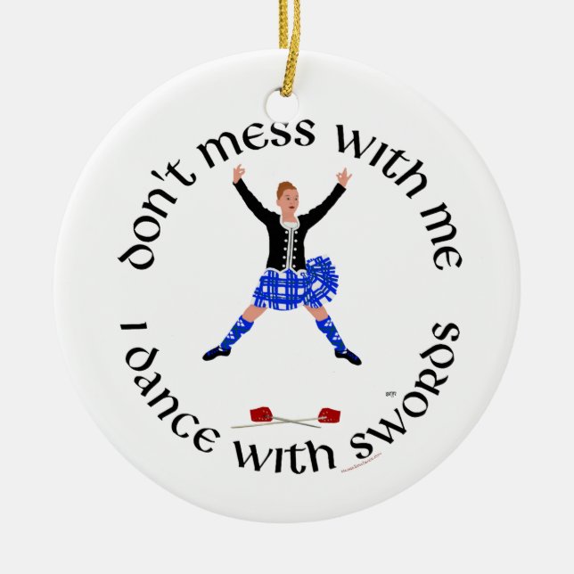 Ornement Rond En Céramique Highland Dancer ne me manque pas (Devant)