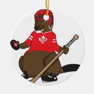 Ornement Rond En Céramique Hockey de castor du Canada 150 en 2017