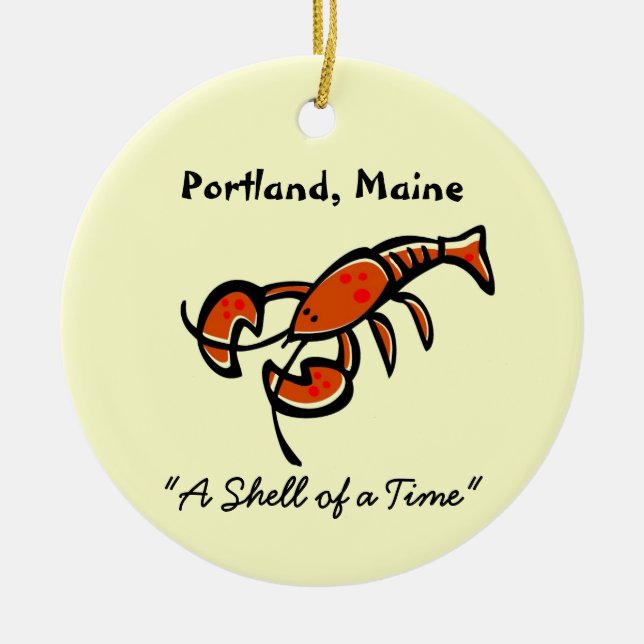 Ornement Rond En Céramique Homard de Portland, Maine (Devant)