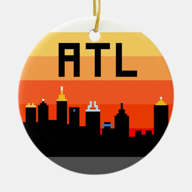 Ornement Rond En Céramique Horizon à 8 bits ATL d'Atlanta (Devant)