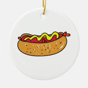 Ornement Rond En Céramique Hot dog