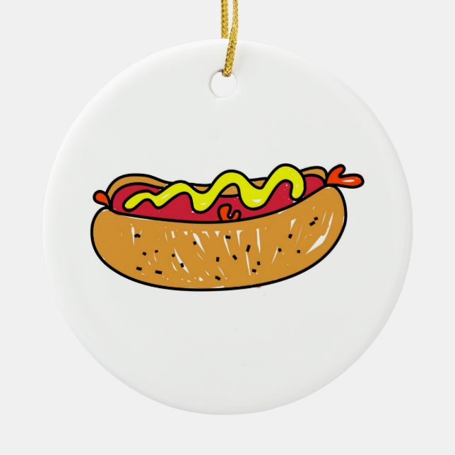 Ornement Rond En Céramique Hot dog (Devant)