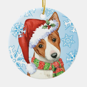 Ornement Rond En Céramique Howliday heureux Basenji
