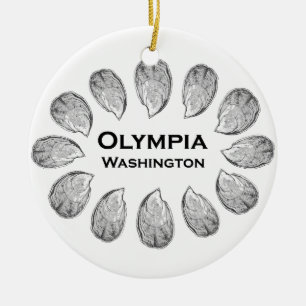 Ornement Rond En Céramique Huîtres de Washington d'Olympia