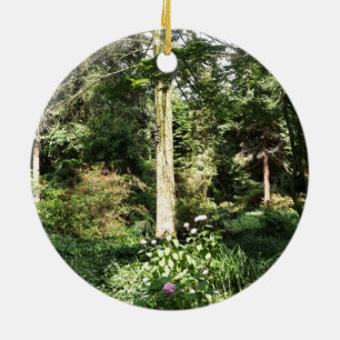 Ornement Rond En Céramique Hydrangea Wood Trees