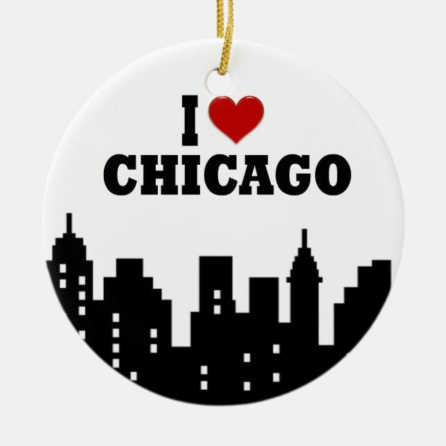 Ornement Rond En Céramique I Love Chicago (Devant)