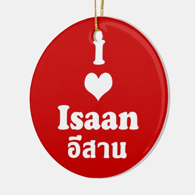Ornement Rond En Céramique I Love (Coeur) Isaan (Gauche)