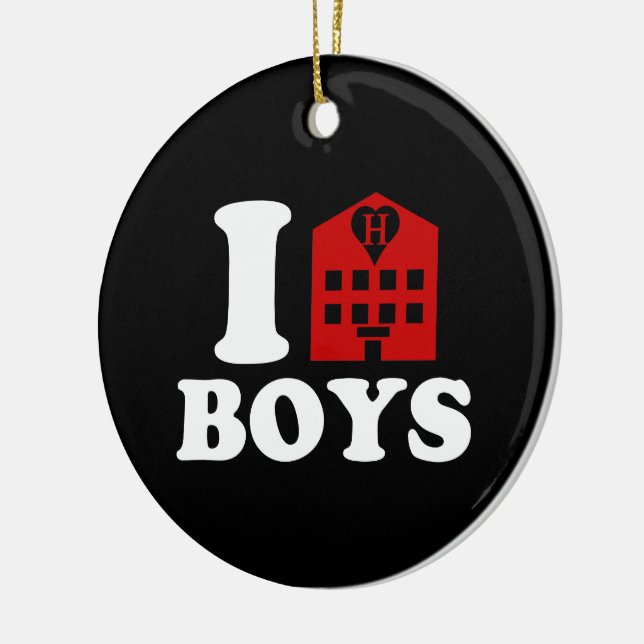 Ornement Rond En Céramique I Love Hotel Boys (Gauche)