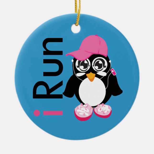 Ornement Rond En Céramique i Run Penguin (Devant)