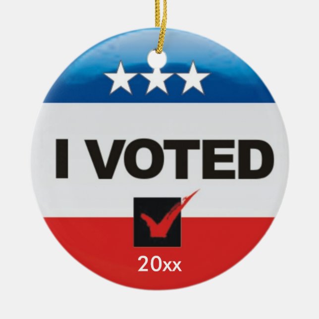 Ornement Rond En Céramique I Voted TWO-SIDED Keepsake Election (Devant)