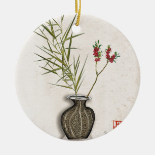 Ornement Rond En Céramique ikebana 8 par les fernandes élégants