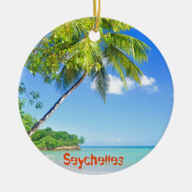 Ornement Rond En Céramique Île tropicale en Seychelles (Devant)