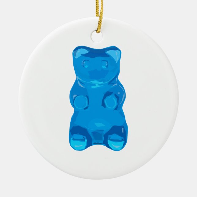 Ornement Rond En Céramique Illustration bleue de Gummybear (Devant)