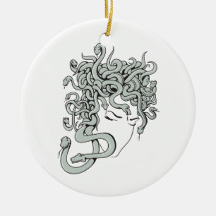 Ornement Rond En Céramique illustration vectorielle de la dame serpent méduse