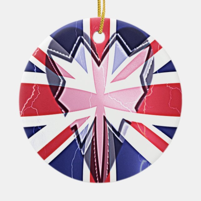 Ornement Rond En Céramique Imprimer "I Love UK" (Devant)