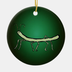 Ornement Rond En Céramique insecte de bâton vert