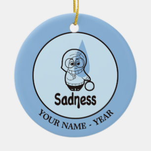 Ornement Rond En Céramique Inside out   Sadness Cartoon Add Your Nom