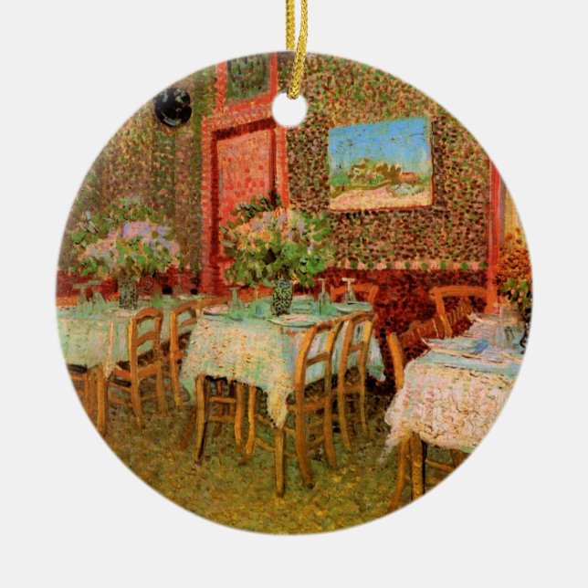Ornement Rond En Céramique Intérieur d'un restaurant par Vincent van Gogh (Devant)