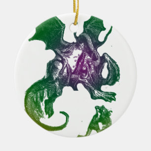 Ornement Rond En Céramique Jabberwocky et Alice