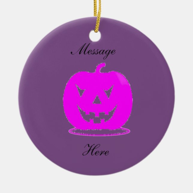Ornement Rond En Céramique Jack rose olantern Halloween Thunder_Cove (Devant)