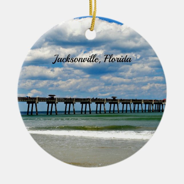 Ornement Rond En Céramique Jacksonville, Floride Photo Pier (Devant)