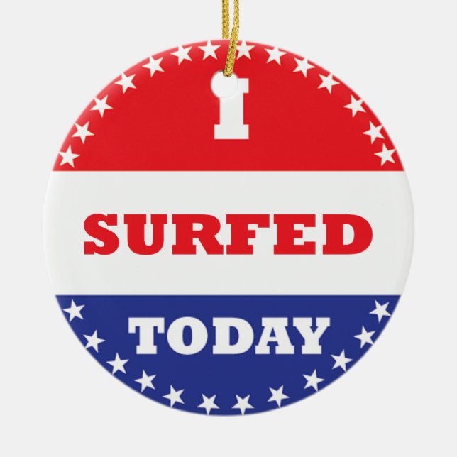 Ornement Rond En Céramique J'ai surfé aujourd'hui (Devant)