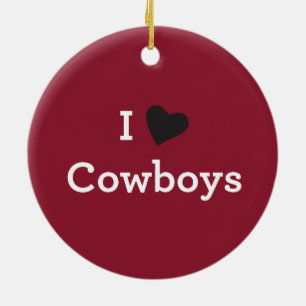 Ornement Rond En Céramique J'aime des cowboys