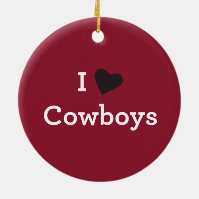 Ornement Rond En Céramique J'aime des cowboys (Dos)