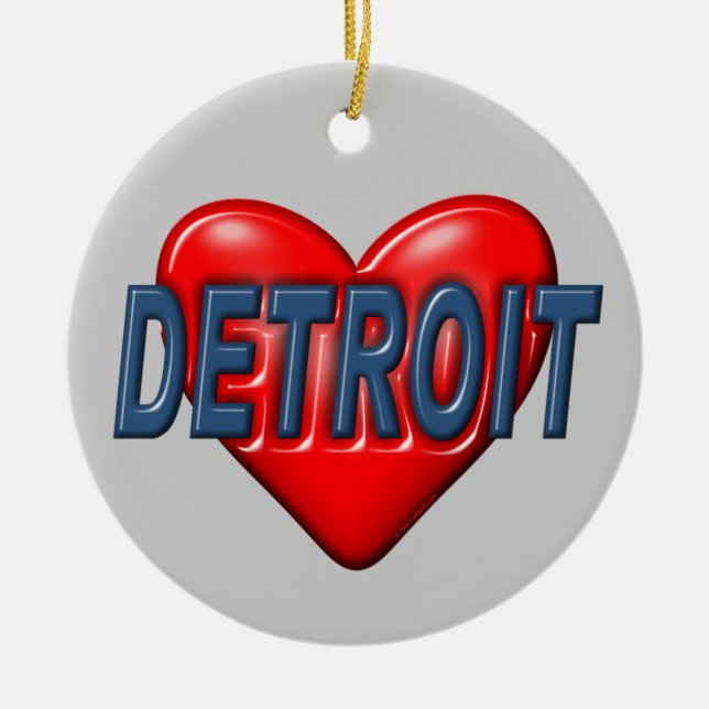 Ornement Rond En Céramique J'aime Detroit (Devant)