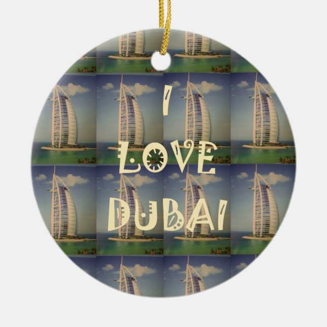 Ornement Rond En Céramique J'aime Dubaï (Devant)
