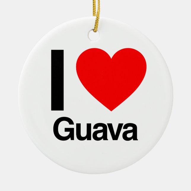 Ornement Rond En Céramique j'aime guava (Devant)