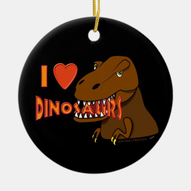 Ornement Rond En Céramique J'aime la bande dessinée Tyrranosaurus Rex de (Devant)