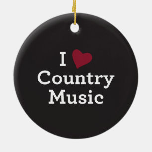 Ornement Rond En Céramique J'aime la musique country