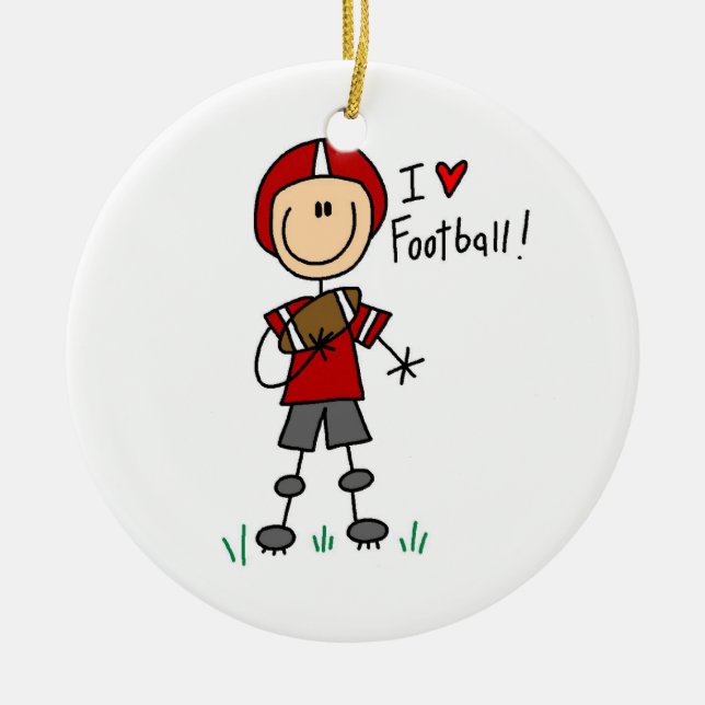 Ornement Rond En Céramique J'aime le football (Devant)