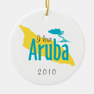 Ornement Rond En Céramique J'aime l'ornement d'Aruba