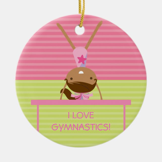 Ornement Rond En Céramique J'AIME l'ornement de Noël de GYMNASTIQUE (Devant)