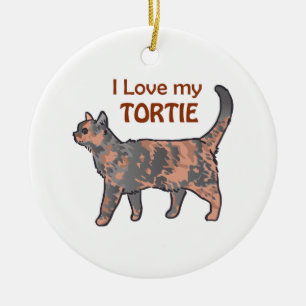 Ornement Rond En Céramique J'Aime Ma Tortie